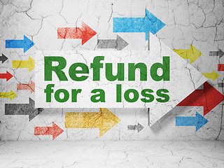 Image showing Insurance concept: arrow with Refund For A Loss on grunge wall background