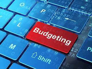 Image showing Business concept: Budgeting on computer keyboard background