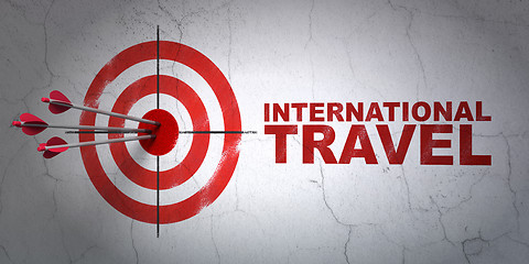 Image showing Tourism concept: target and International Travel on wall background