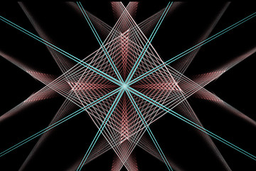 Image showing Fractal image: glowing colored arrows.