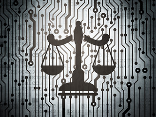 Image showing Law concept: circuit board with Scales
