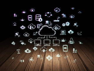 Image showing Cloud technology concept: Cloud Network in grunge dark room