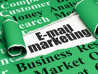 Image showing Advertising concept: black text E-mail Marketing under the piece of  torn paper