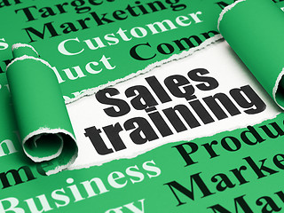 Image showing Marketing concept: black text Sales Training under the piece of  torn paper