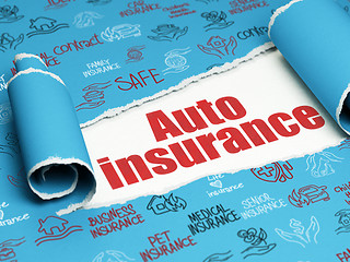 Image showing Insurance concept: red text Auto Insurance under the piece of  torn paper