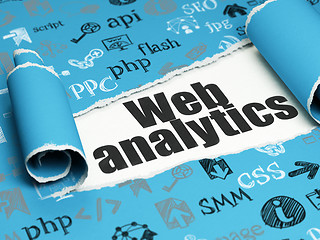 Image showing Web design concept: black text Web Analytics under the piece of  torn paper