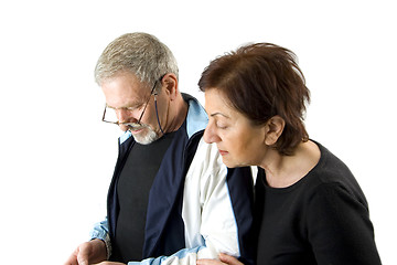Image showing Couple checking the text message