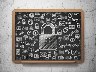 Image showing Privacy concept: Closed Padlock on School Board background