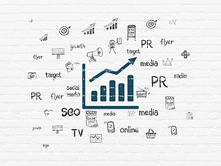 Image showing Advertising concept: Growth Graph on wall background