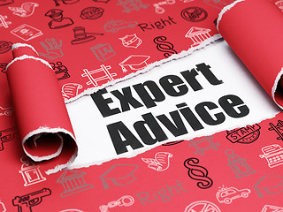 Image showing Law concept: black text Expert Advice under the piece of  torn paper