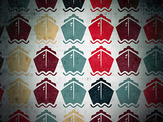 Image showing Travel concept: Ship icons on Digital Paper background
