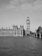 Image showing Black and white Houses of Parliament in London