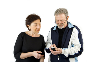 Image showing Couple checking the Text Message on the Phone