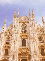 Image showing Retro looking Milan cathedral