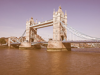 Image showing Retro looking Tower Bridge in London