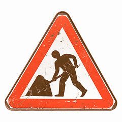 Image showing  Roadworks sign vintage