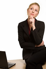 Image showing Business woman thinking