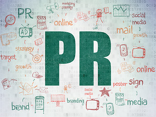 Image showing Marketing concept: PR on Digital Paper background