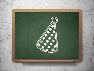 Image showing Entertainment, concept: Party Hat on chalkboard background