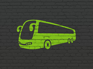 Image showing Vacation concept: Bus on wall background