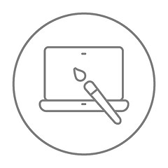 Image showing Laptop and brush line icon.