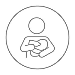 Image showing Woman nursing baby line icon.