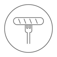 Image showing Sausage on fork line icon.