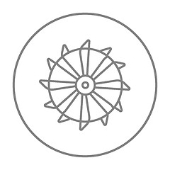 Image showing Rotating cutting drum of coal machine line icon.