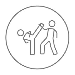 Image showing Karate fighters line icon.