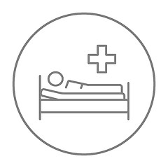 Image showing Patient lying on bed line icon.