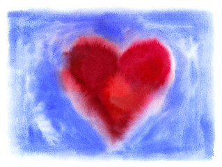 Image showing Bright abstract heart on blue background