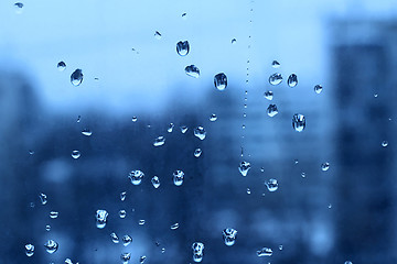 Image showing Water drops on turbid window glass