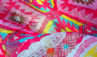 Image showing Closeup of fabric texture with colorful pattern 