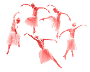 Image showing The young beautiful ballerina dancer dancing on a white background. Collage