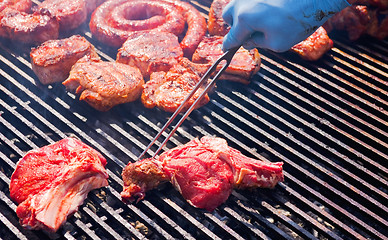 Image showing meat on the grill