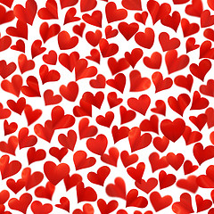 Image showing Background with red hearts in 3D, Valentine card, birthday card, isolated on white background 