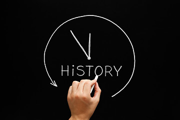 Image showing History Arrow Clock Concept Blackboard