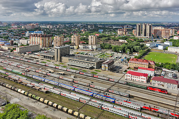 Image showing Tyumen train station. Aerial view. Russia