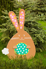 Image showing Decoration for Easter. Rabbit of cardboard 