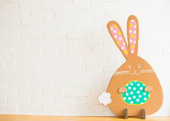 Image showing Decoration for Easter. Rabbit of cardboard 