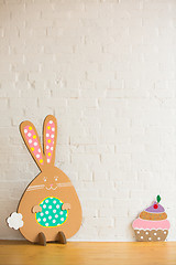 Image showing Decoration for Easter. Rabbit of cardboard 