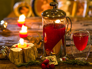 Image showing Red herbal and fruit tea