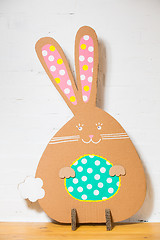 Image showing Decoration for Easter. Rabbit of cardboard 