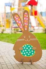 Image showing Decoration for Easter. Rabbit of cardboard 