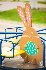 Image showing Decoration for Easter. Rabbit of cardboard 