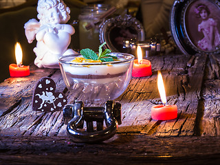 Image showing Chocolate dessert in glass 