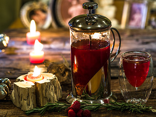 Image showing Red herbal and fruit tea