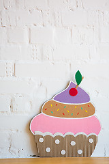 Image showing colored cake handmade of cardboar 