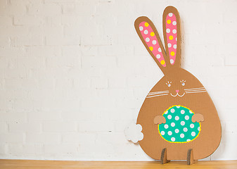 Image showing Decoration for Easter. Rabbit of cardboard 