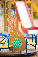 Image showing Decoration for Easter. Rabbit of cardboard 